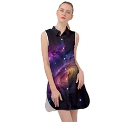 Universe Space Star Rainbow Sleeveless Shirt Dress by Ravend