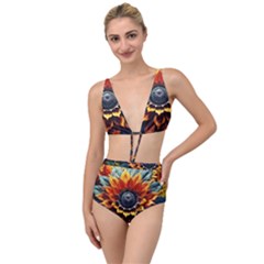 Flower Plant Geometry Tied Up Two Piece Swimsuit