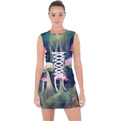 Mushroom Fungus Lace Up Front Bodycon Dress