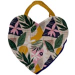 floral plants jungle polka 1 Giant Heart Shaped Tote