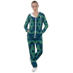 Mazipoodles Origami Chintz A - Navy Lime Blue Black Women s Tracksuit by Mazipoodles