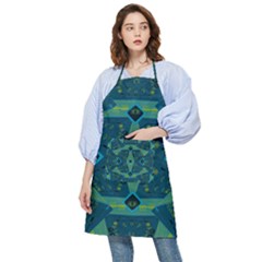 Mazipoodles Origami Chintz A - Navy Lime Blue Black Pocket Apron by Mazipoodles