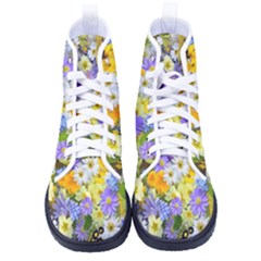 Spring Flowers Men s High-top Canvas Sneakers by artworkshop