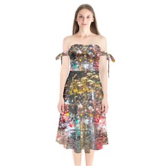 Water Droplets Shoulder Tie Bardot Midi Dress by artworkshop