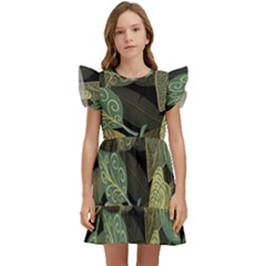 Autumn Fallen Leaves Dried Leaves Kids  Winged Sleeve Dress by Grandong