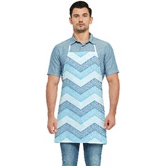 Seamless Pattern Of Cute Summer Blue Line Zigzag Kitchen Apron by Grandong