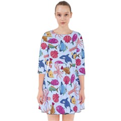 Sea Creature Themed Artwork Underwater Background Pictures Smock Dress by Grandong