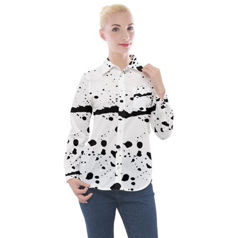 Monochrome Mirage  Women s Long Sleeve Pocket Shirt by dflcprintsclothing