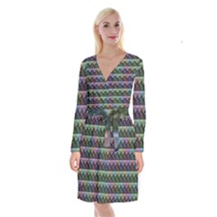 Inspirational Think Big Concept Pattern Long Sleeve Velvet Front Wrap Dress by dflcprintsclothing