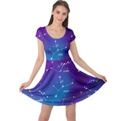 Realistic Night Sky With Constellations Cap Sleeve Dress by Cowasu