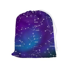Realistic Night Sky With Constellations Drawstring Pouch (xl) by Cowasu