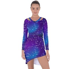 Realistic Night Sky With Constellations Asymmetric Cut-out Shift Dress by Cowasu