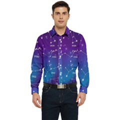 Realistic Night Sky With Constellations Men s Long Sleeve  Shirt by Cowasu