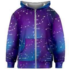 Realistic Night Sky With Constellations Kids  Zipper Hoodie Without Drawstring by Cowasu