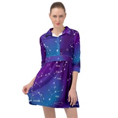 Realistic Night Sky With Constellations Mini Skater Shirt Dress by Cowasu