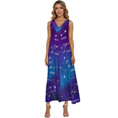 Realistic Night Sky With Constellations V-neck Sleeveless Loose Fit Overalls by Cowasu