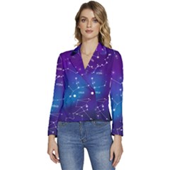 Realistic Night Sky With Constellations Women s Long Sleeve Revers Collar Cropped Jacket by Cowasu
