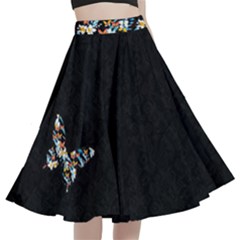 Japanese Butterfly Journey Skirt A-line Full Circle Midi Skirt With Pocket