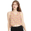 cute smile face chamomile V-Neck Cropped Tank Top View1