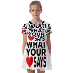 Do What Ur Heart Says Kids  Short Sleeve Pinafore Style Dress by RuuGallery10