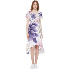 Flowers Pattern Floral High Low Boho Dress by Grandong