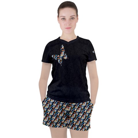 Japanese Butterfly Journey Women s Mesh Tee And Shorts Set by Ameshin