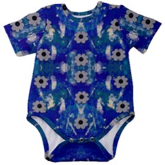 Oilpainting Blue Flowers In The Peaceful Night Baby Short Sleeve Bodysuit by pepitasart