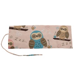 Seamless-pattern-owls-dream-cute-style-pajama-fabric Roll Up Canvas Pencil Holder (s) by pakminggu