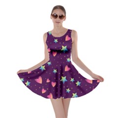 Colorful-stars-hearts-seamless-vector-pattern Skater Dress by pakminggu