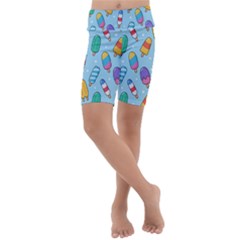 Cute-kawaii-ice-cream-seamless-pattern Kids  Lightweight Velour Cropped Yoga Leggings by pakminggu