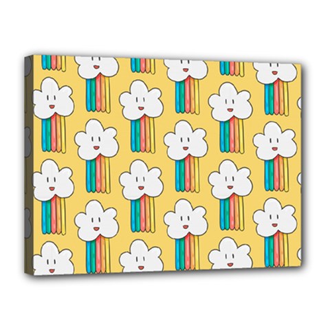 Smile-cloud-rainbow-pattern-yellow Canvas 16  X 12  (stretched) by pakminggu