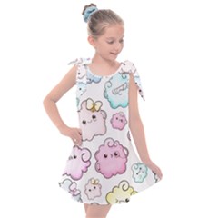 Cute-doodle-cartoon-seamless-pattern Kids  Tie Up Tunic Dress by pakminggu
