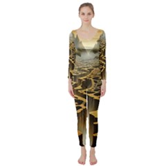 Landscape Mountains Forest Trees Nature Long Sleeve Catsuit by Ravend
