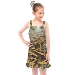 Landscape Mountains Forest Trees Nature Kids  Overall Dress by Ravend