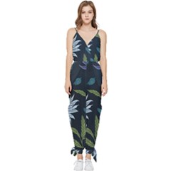 Abstract Floral- Ultra-stead Pantone Fabric Sleeveless Tie Ankle Chiffon Jumpsuit by shoopshirt