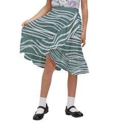 Sea Waves Moon Water Boho Kids  Ruffle Flared Wrap Midi Skirt by uniart180623