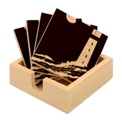 Lighthouse Lunar Eclipse Blood Moon Bamboo Coaster Set by uniart180623