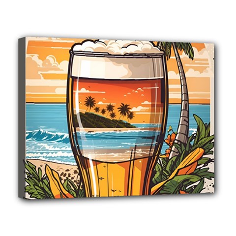 Beach Summer Drink Canvas 14  X 11  (stretched) by uniart180623