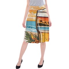 Beach Summer Drink Midi Beach Skirt by uniart180623