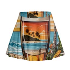 Beach Summer Drink Mini Flare Skirt by uniart180623