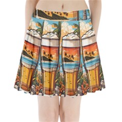 Beach Summer Drink Pleated Mini Skirt by uniart180623