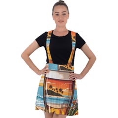 Beach Summer Drink Velvet Suspender Skater Skirt by uniart180623