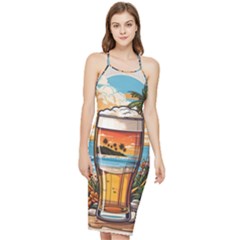 Beach Summer Drink Bodycon Cross Back Summer Dress by uniart180623