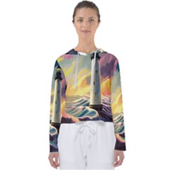 Lighthouse Colorful Abstract Art Women s Slouchy Sweat by uniart180623