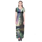 Northern Lights Aurora Borealis Short Sleeve Maxi Dress