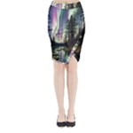 Northern Lights Aurora Borealis Midi Wrap Pencil Skirt