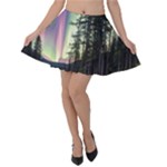 Northern Lights Aurora Borealis Velvet Skater Skirt