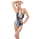 Northern Lights Aurora Borealis Plunging Cut Out Swimsuit