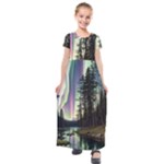 Northern Lights Aurora Borealis Kids  Short Sleeve Maxi Dress