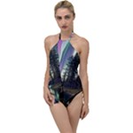 Northern Lights Aurora Borealis Go with the Flow One Piece Swimsuit